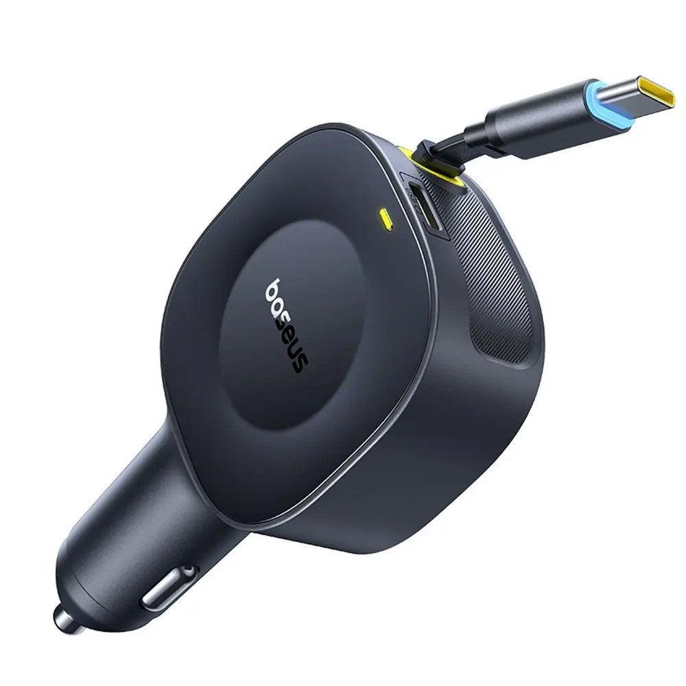 Baseus PrimeTrip VR2 30W Biloplader m. Indbygget USB-C Kabel & USB-C Stik - Sort