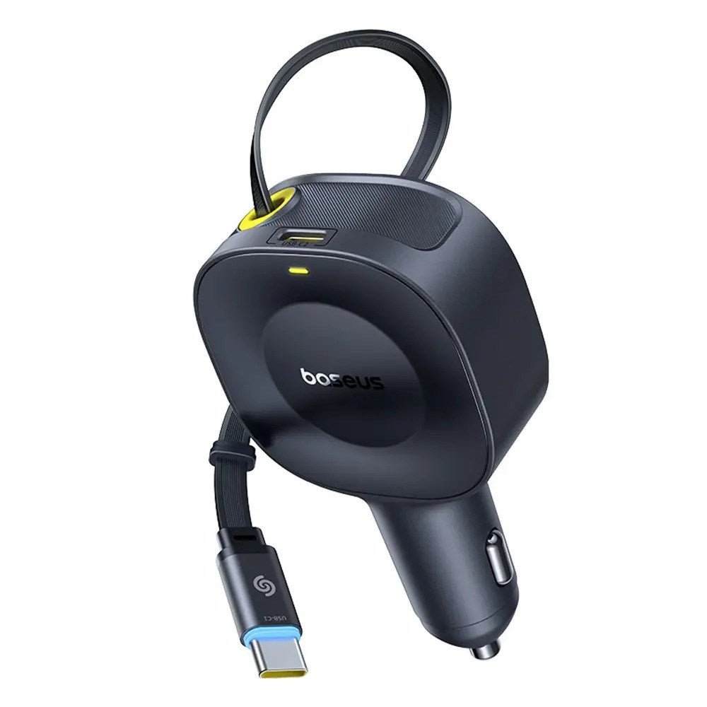 Baseus PrimeTrip VR2 30W Biloplader m. Indbygget USB-C Kabel & USB-C Stik - Sort