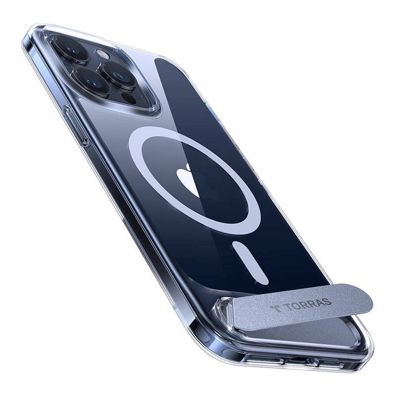 TORRAS iPhone 15 Pro Pstand Hybrid Cover m. Ståfunktion - MagSafe Kompatibel - Gennemsigtig