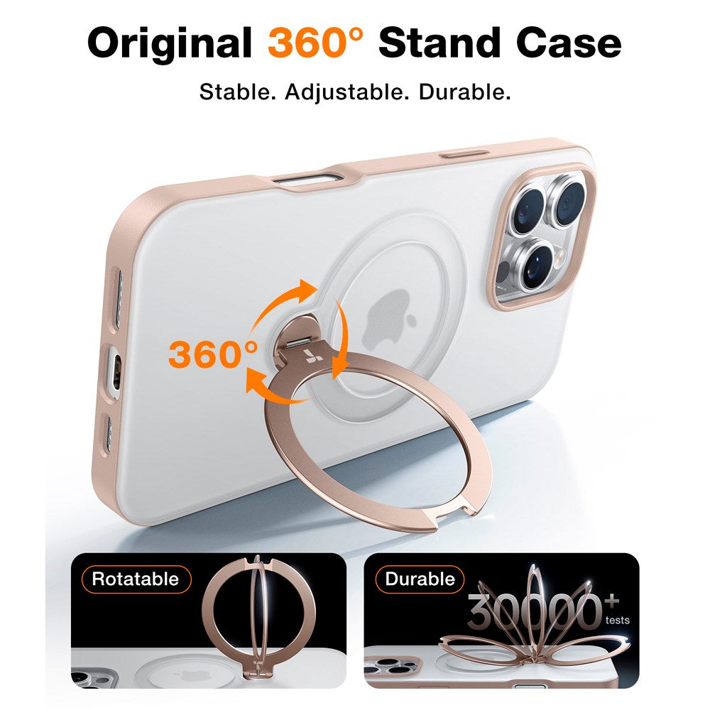 TORRAS iPhone 16 Pro Hybrid Plastik Cover m. Ståfunktion - MagSafe Kompatibel - Guld