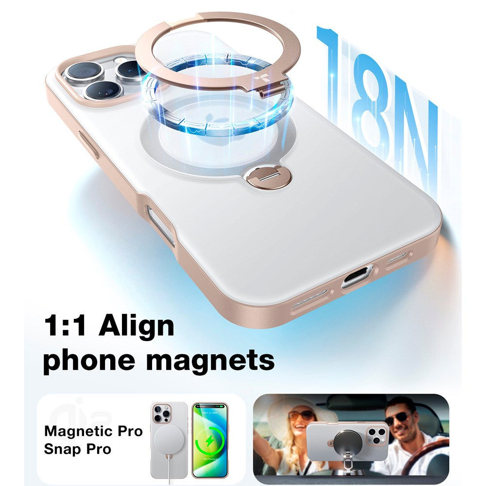 TORRAS iPhone 16 Pro Hybrid Plastik Cover m. Ståfunktion - MagSafe Kompatibel - Guld