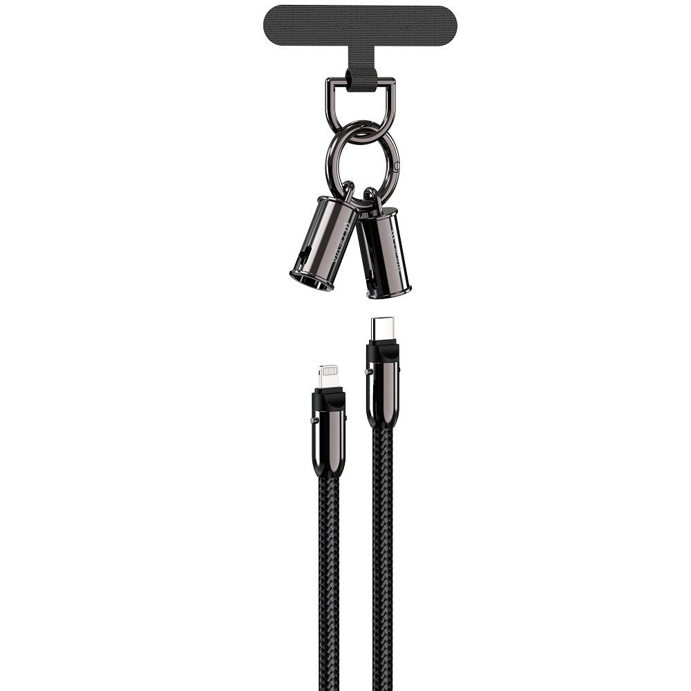 Devia 2-i-1 Mobilstrop & USB-C til Lightning Kabel - Sort