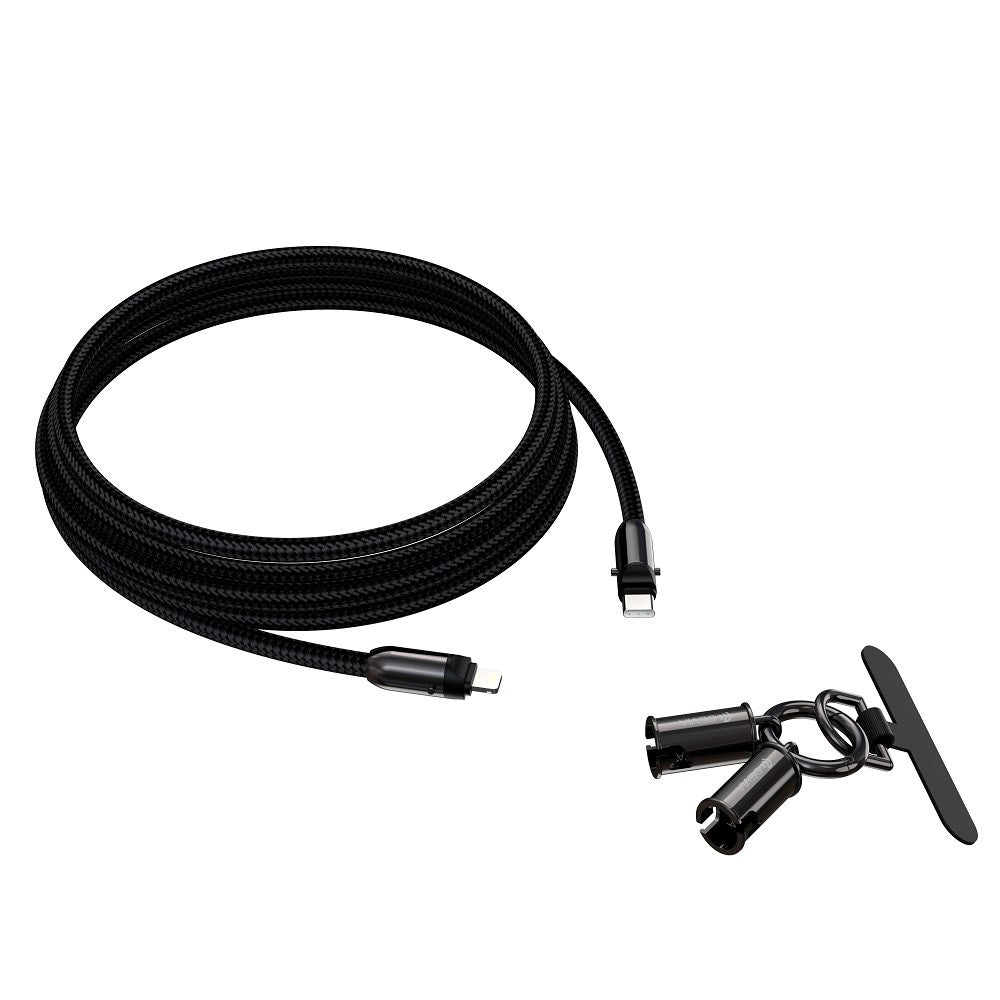 Devia 2-i-1 Mobilstrop & USB-C til Lightning Kabel - Sort