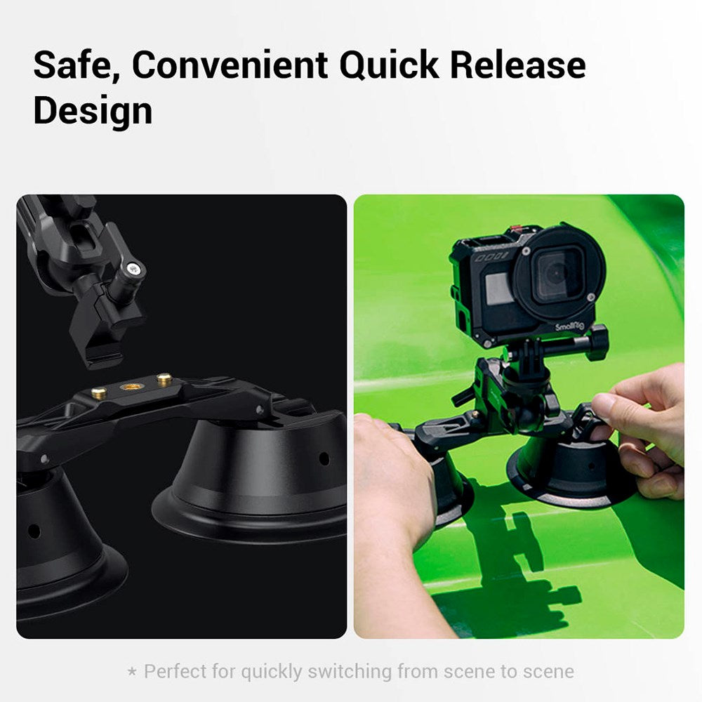 SmallRig 3566 Universal Actionkamera Mount m. Dual Sugekopper - Sort