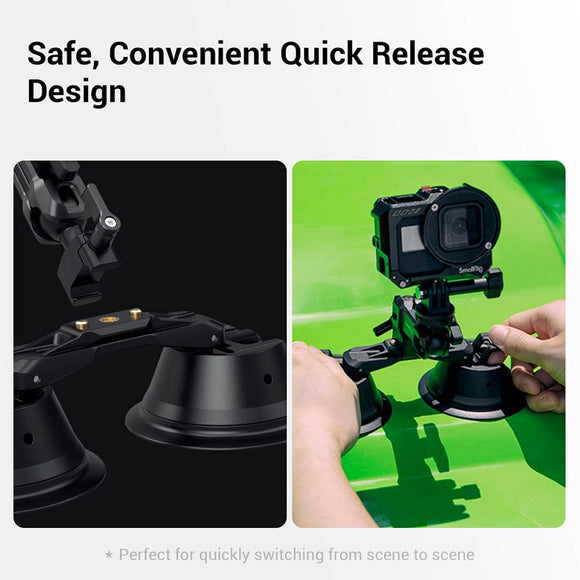 SmallRig 3566 Universal Actionkamera Mount m. Dual Sugekopper - Sort