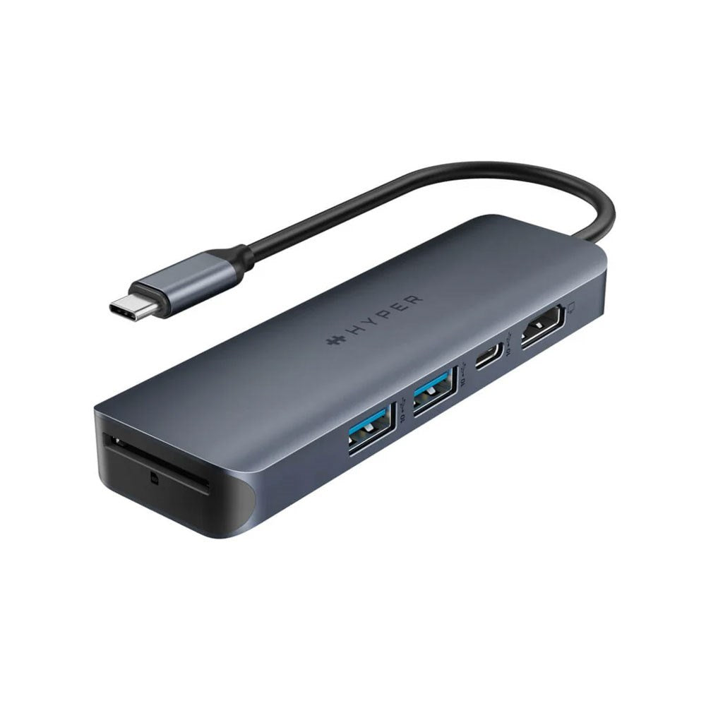 Hyper HyperDrive Ecosmart 6-i-1 USB-C Hub m. USB-A / USB-C / HDMI / Ethernet / SD-Kort - Grå