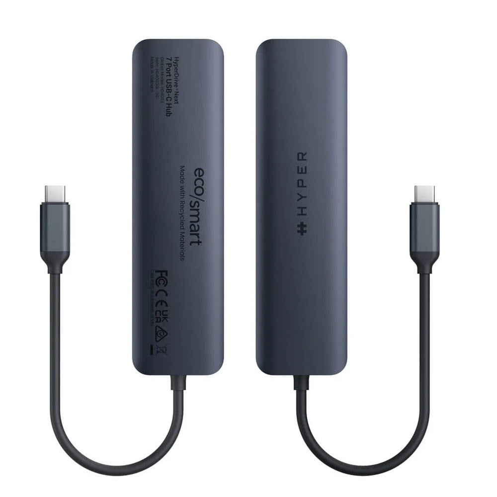 Hyper HyperDrive Ecosmart 7-i-1 USB-C Hub m. USB-A / USB-C / HDMI / Ethernet / SD- & MicroSD-Kort - Grå