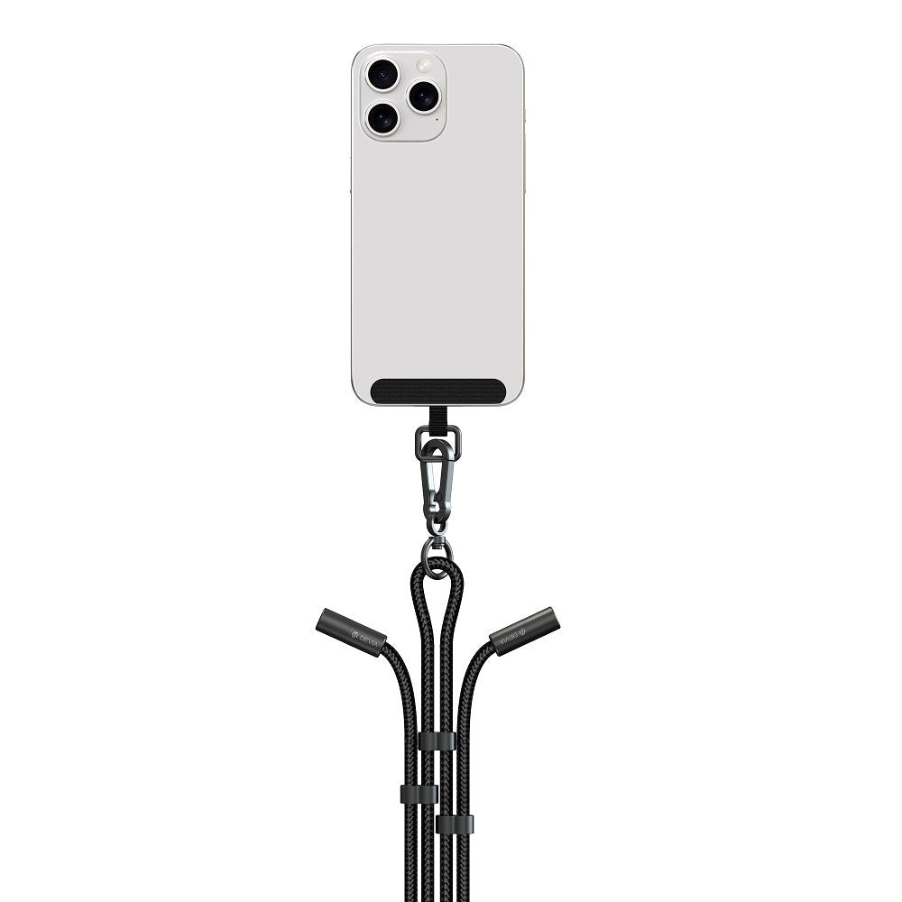 Devia 2-i-1 Justerbar Mobilstrop & USB-C til USB-C Kabel - Sort