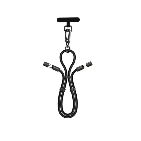 Devia 2-i-1 Justerbar Mobilstrop & USB-C til Lightning Kabel - Sort