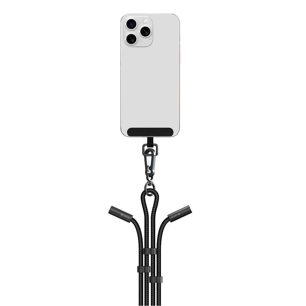 Devia 2-i-1 Justerbar Mobilstrop & USB-C til Lightning Kabel - Sort