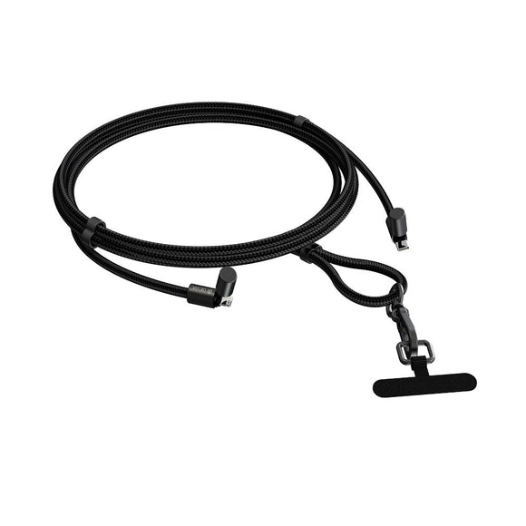 Devia 2-i-1 Justerbar Mobilstrop & USB-C til Lightning Kabel - Sort