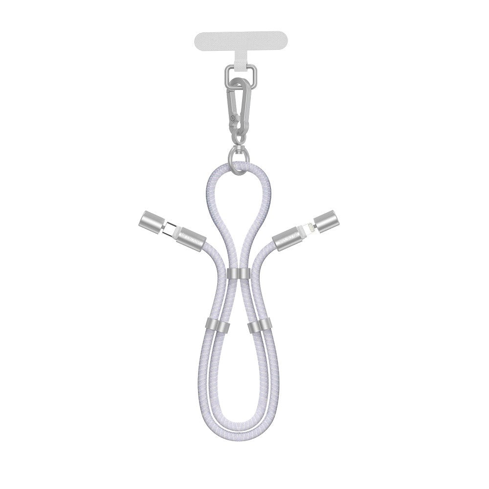 Devia 2-i-1 Justerbar Mobilstrop & USB-C til Lightning Kabel - Lilla