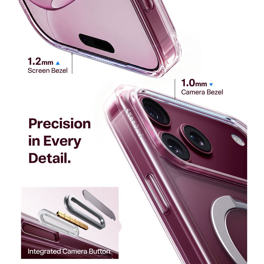 iPhone 18 Pro / 17 Pro TORRAS Ostand Q3 Spin Cover - MagSafe Kompatibel - Gennemsigtig