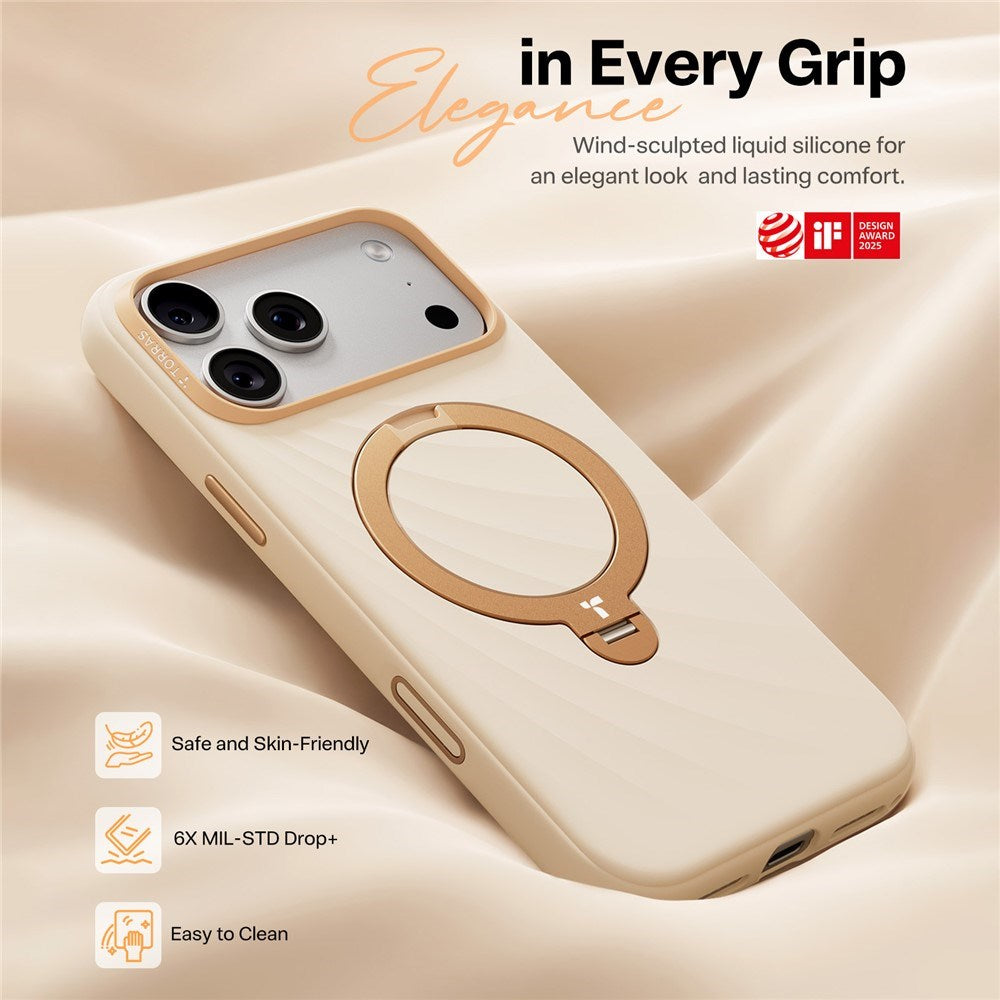 iPhone 18 Pro / 17 Pro TORRAS Ostand Q3 Wind Cover - MagSafe Kompatibel - Beige