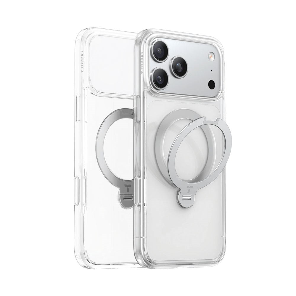 iPhone 18 Pro Max / 17 Pro Max TORRAS Ostand Q3 Spin Cover - MagSafe Kompatibel - Gennemsigtig