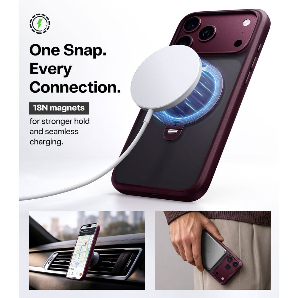 iPhone 18 Pro Max / 17 Pro Max TORRAS Ostand Q3 Spin Cover - MagSafe Kompatibel - Lilla