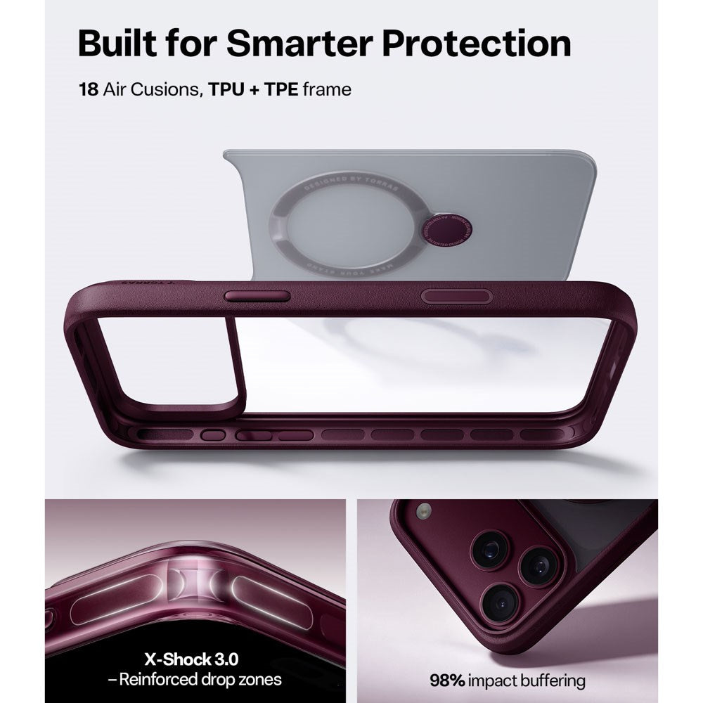 iPhone 18 Pro Max / 17 Pro Max TORRAS Ostand Q3 Spin Cover - MagSafe Kompatibel - Lilla