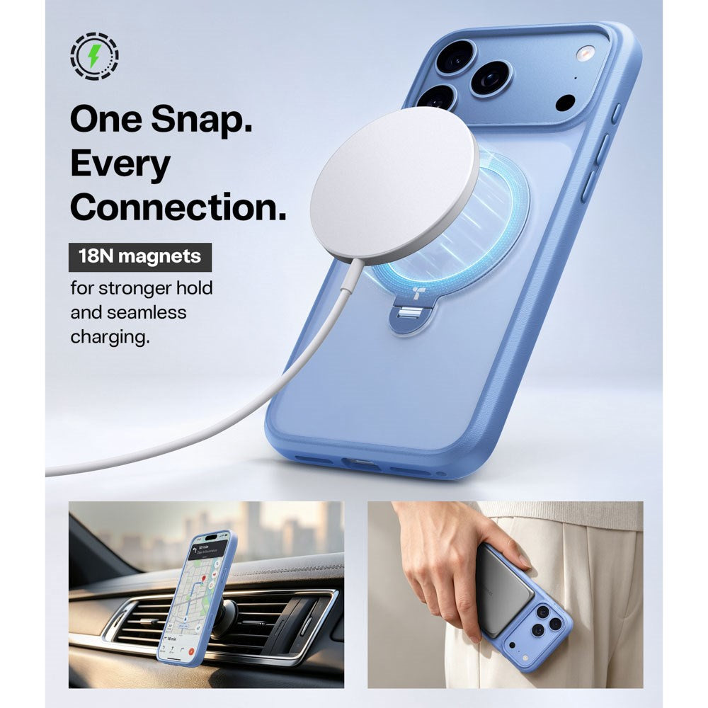 iPhone 18 Pro / 17 Pro TORRAS Ostand Q3 Spin Cover - MagSafe Kompatibel - Blå