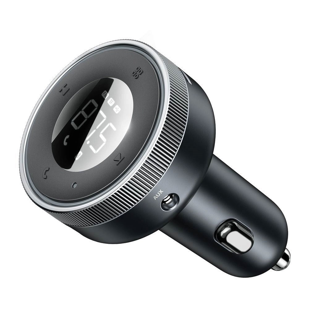 Baseus FM Transmitter / Biloplader m. 2 x USB-A & 1 x 3.5mm Jackstik - Sort