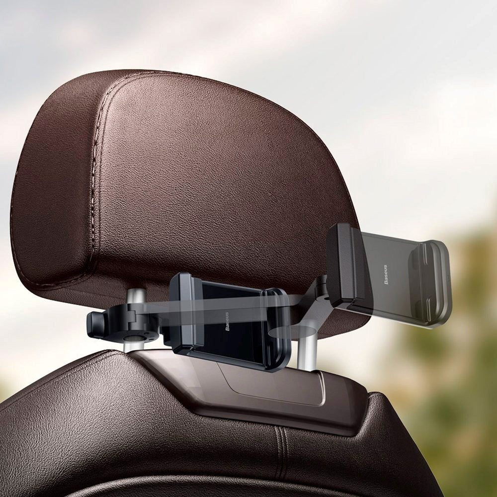 Baseus Mobilholder til Bilens Nakkestøtte m. 15W Trådløs Opladning - Mobil: 65 - 90mm - Sort