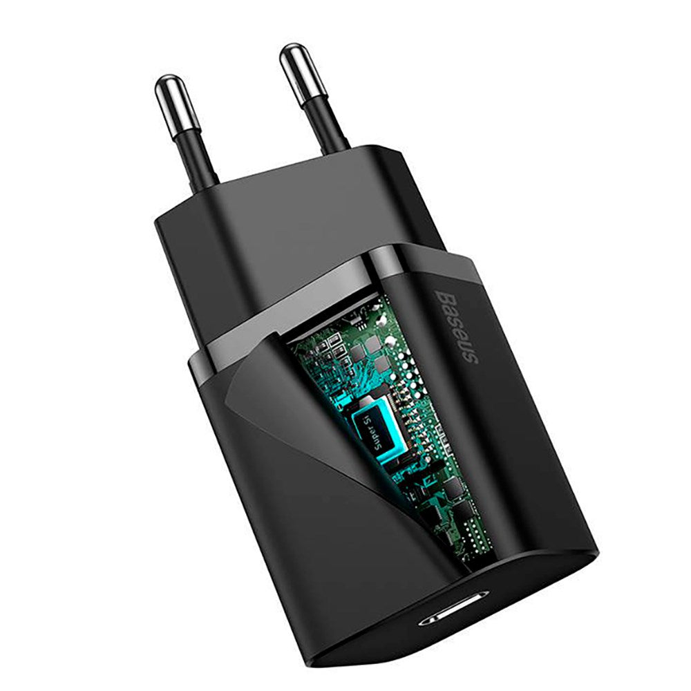 Baseus Super Si 20W Vægoplader USB-C Quick Charge - Sort