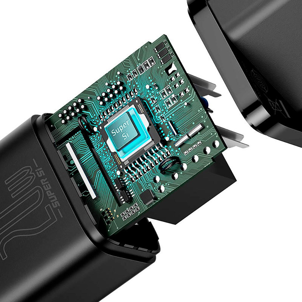 Baseus Super Si 20W Vægoplader USB-C Quick Charge - Sort