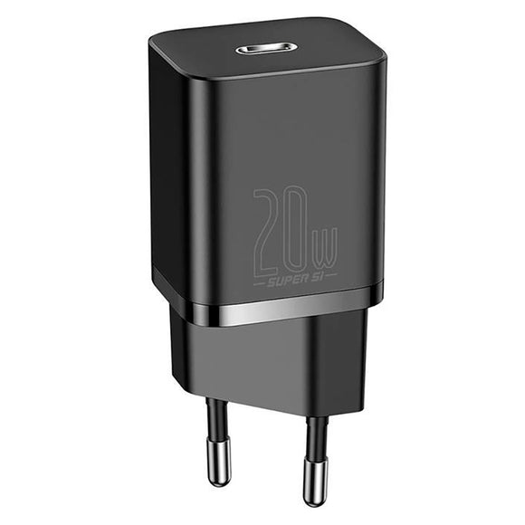 Baseus Super Si 20W Vægoplader USB-C Quick Charge - Sort