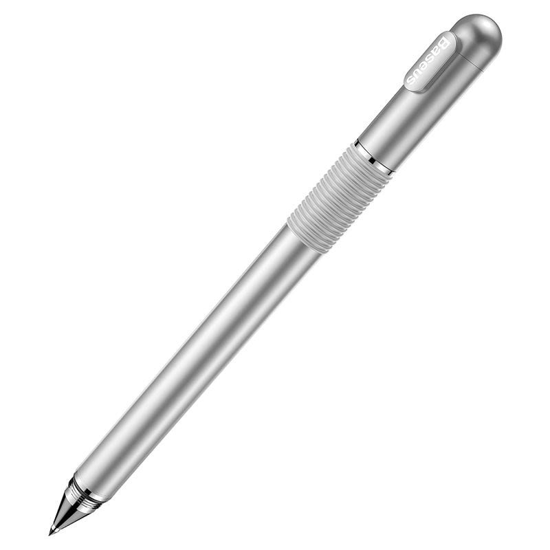 Baseus Dobbeltsidet Stylus Pen til Mobil / Tablet m. Kuglepen - Sølv