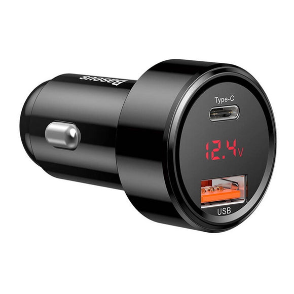 Baseus Magic Biloplader 45W PD m. USB-A & USB-C - Sort