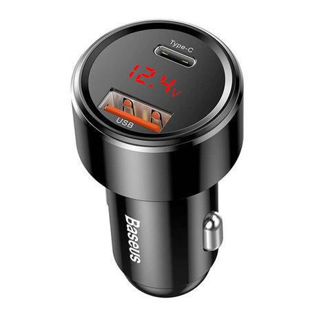Baseus Magic Biloplader 45W PD m. USB-A & USB-C - Sort