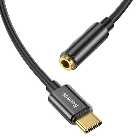Baseus L54 USB-C til 3.5 mm Mini Jack Audio Adapter - 9 cm - Sort