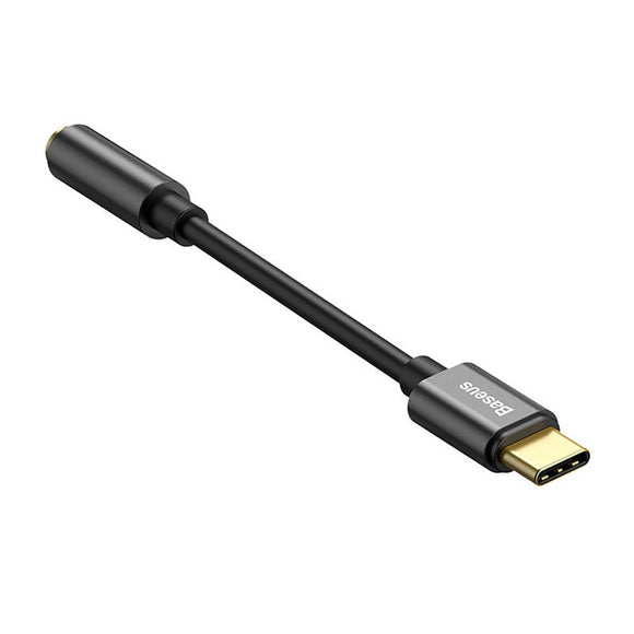 Baseus L54 USB-C til 3.5 mm Mini Jack Audio Adapter - 9 cm - Sort