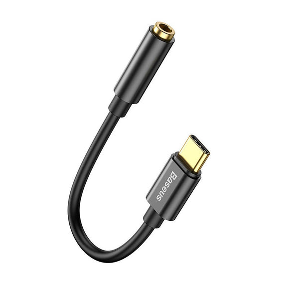 Baseus L54 USB-C til 3.5 mm Mini Jack Audio Adapter - 9 cm - Sort
