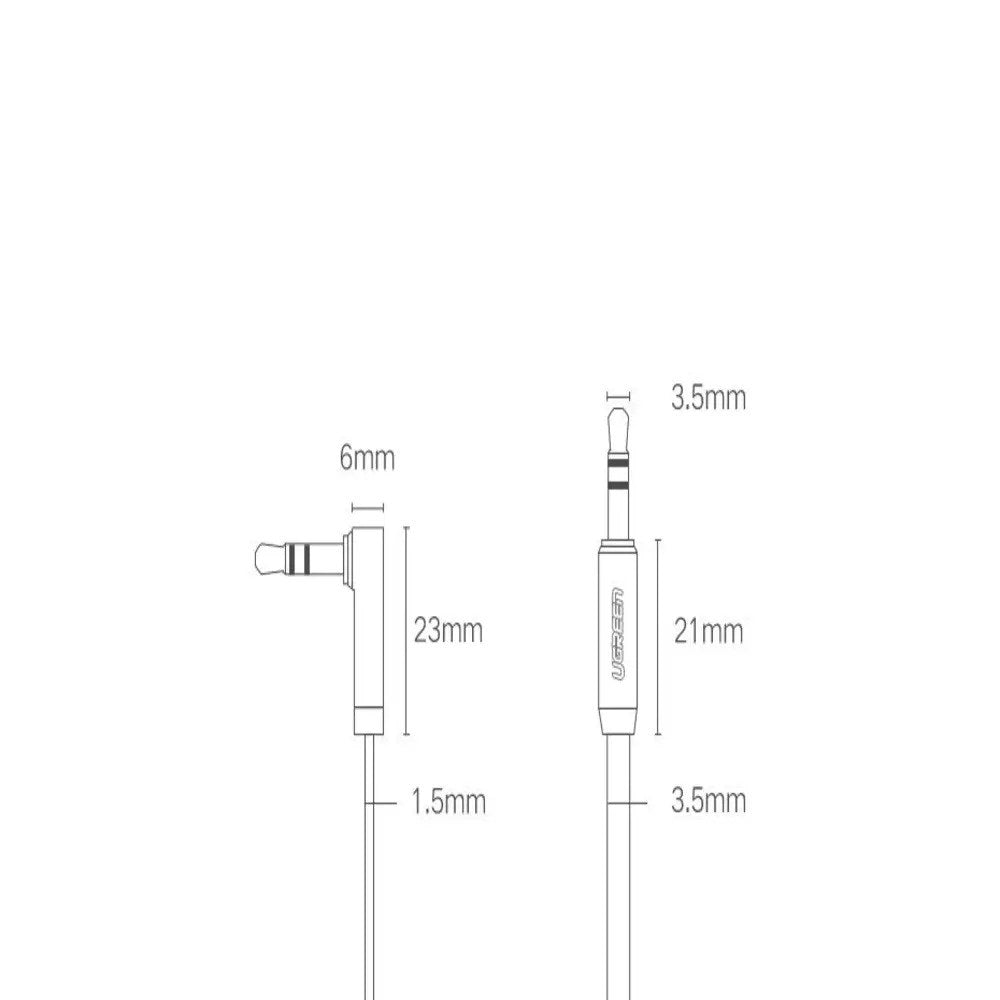 UGREEN Vinklet 3.5mm Minijack Lydkabel - 1m - Sort / Sølv