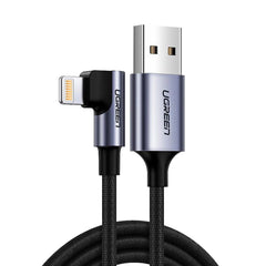 Ugreen US299 Vinklet USB-A til Lightning Kabel - 1m - Sort