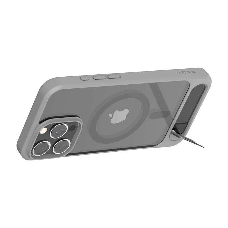 TORRAS iPhone 16 Pro Max Pstand Hybrid Cover m. Ståfunktion - MagSafe Kompatibel - Grå