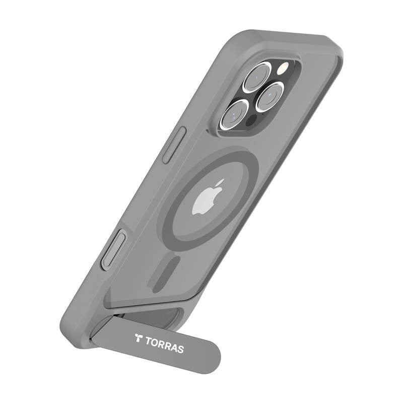 TORRAS iPhone 16 Pro Max Pstand Hybrid Cover m. Ståfunktion - MagSafe Kompatibel - Grå