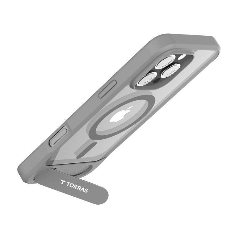 TORRAS iPhone 16 Pro Max Pstand Hybrid Cover m. Ståfunktion - MagSafe Kompatibel - Grå