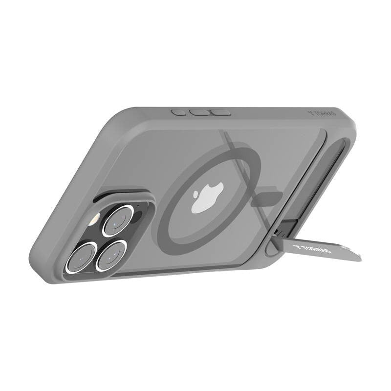 TORRAS iPhone 16 Pro Max Pstand Hybrid Cover m. Ståfunktion - MagSafe Kompatibel - Grå