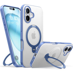 TORRAS iPhone 16 Hybrid Plastik Cover m. Ståfunktion - MagSafe Kompatibel - Blå