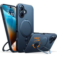 TORRAS iPhone 16 Plus Hybrid Plastik Cover m. Ståfunktion - MagSafe Kompatibel - Sort