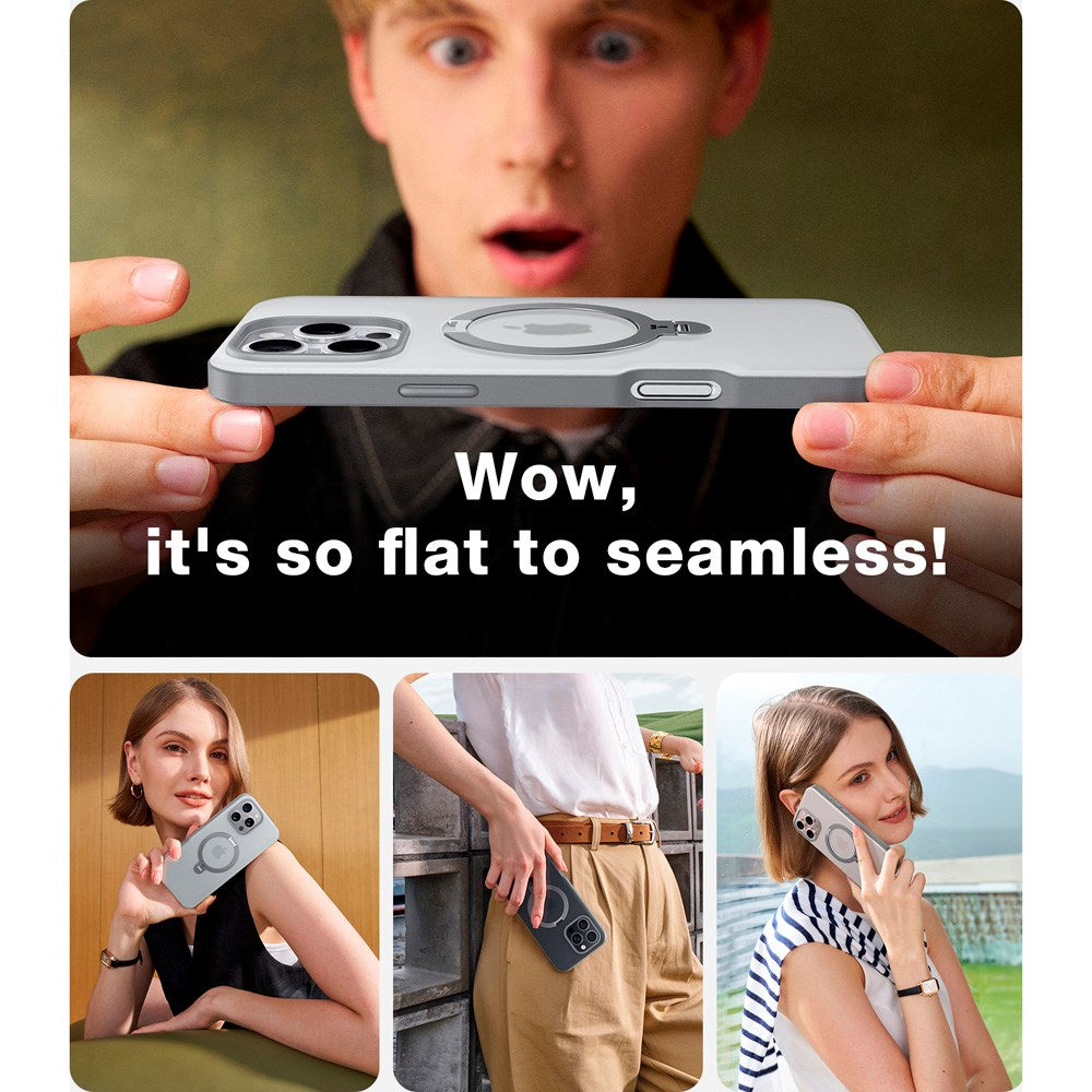TORRAS iPhone 16 Pro Hybrid Plastik Cover m. Ståfunktion - MagSafe Kompatibel - Grå