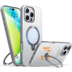 TORRAS iPhone 16 Pro Hybrid Plastik Cover m. Ståfunktion - MagSafe Kompatibel - Grå