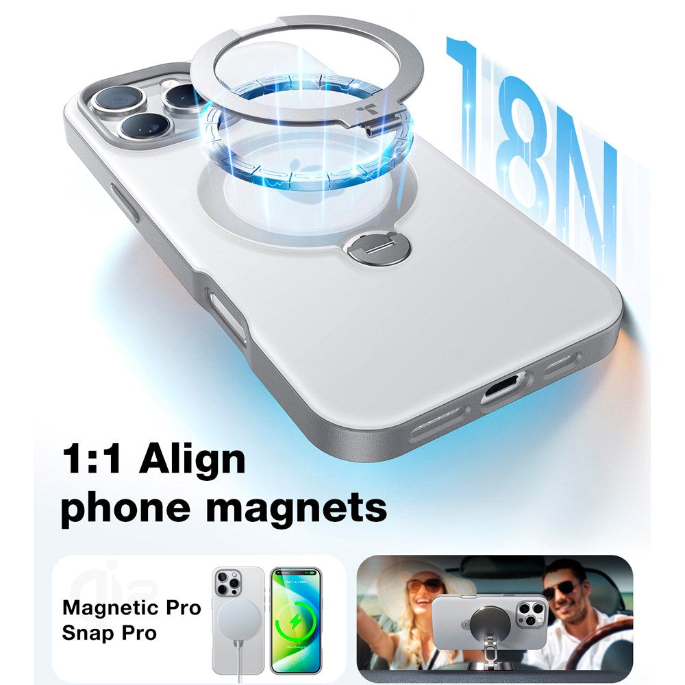 TORRAS iPhone 16 Pro Max Hybrid Plastik Cover m. Ståfunktion - MagSafe Kompatibel - Grå