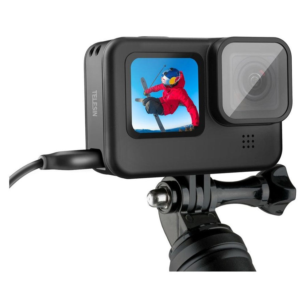 TELESIN GoPro Hero 9 / 10 / 11 / 12 / 13 Batteri Cover m. Udskæring til Kabel - Sort