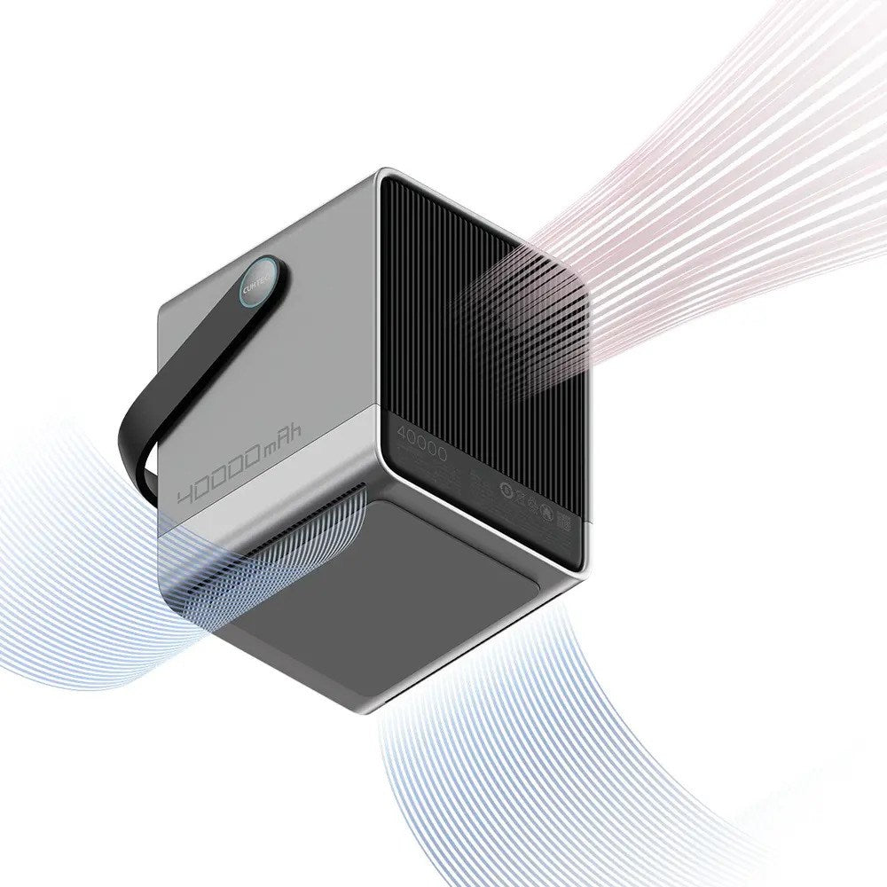 CUKTECH 300W PowerBank m. Trådløs Opladning - 2x USB-C & 2x USB-A - 40.000 mAh - Sort