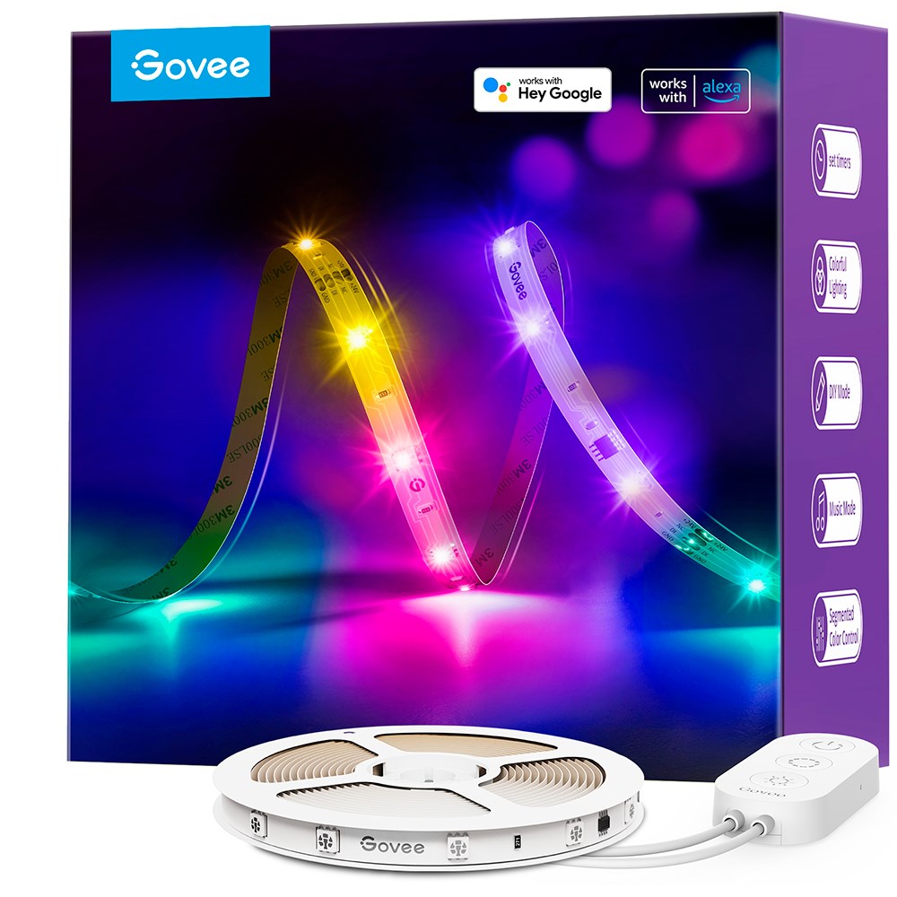 Govee RGBIC Basic Wi-Fi + Bluetooth LED Strip Lights - 5m - Hvid