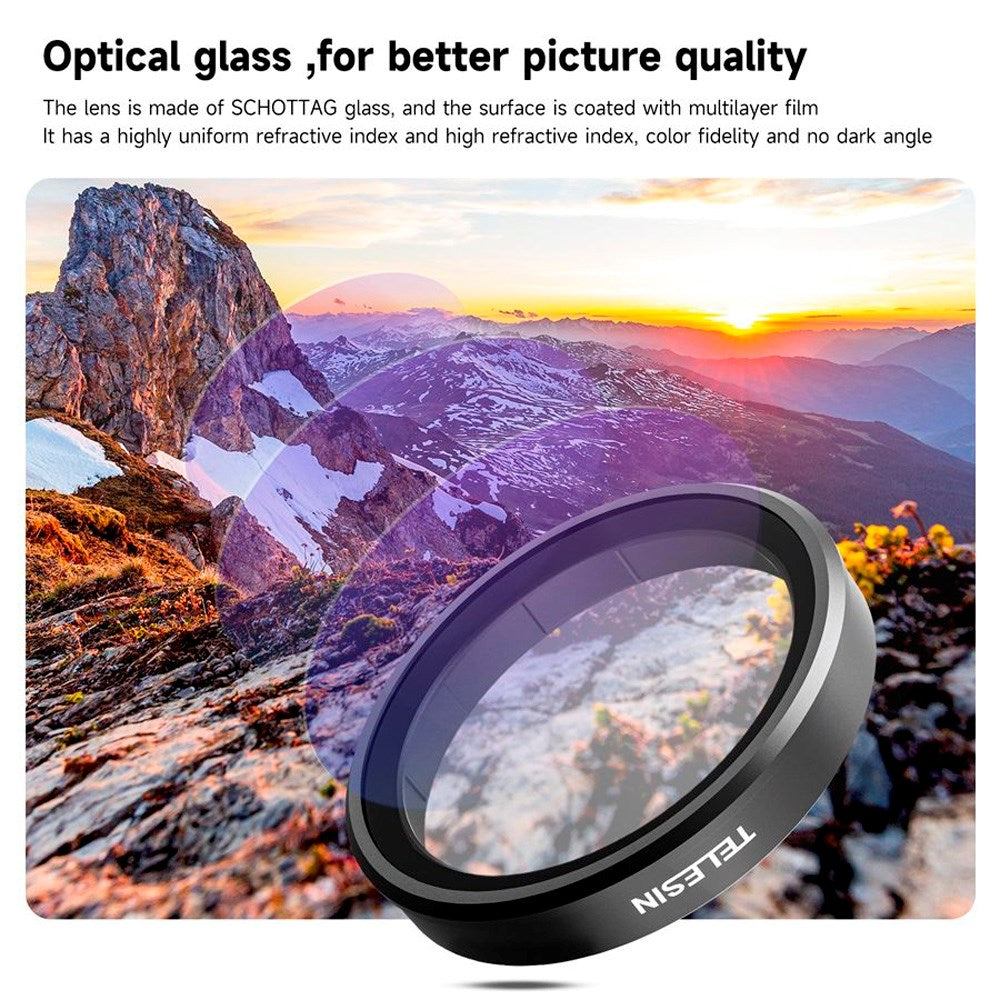 TELESIN CPL+ND8/16/32 Filter til Linse - DJI Osmo Action 3 / 4 / 5 Pro - Gennemsigtig