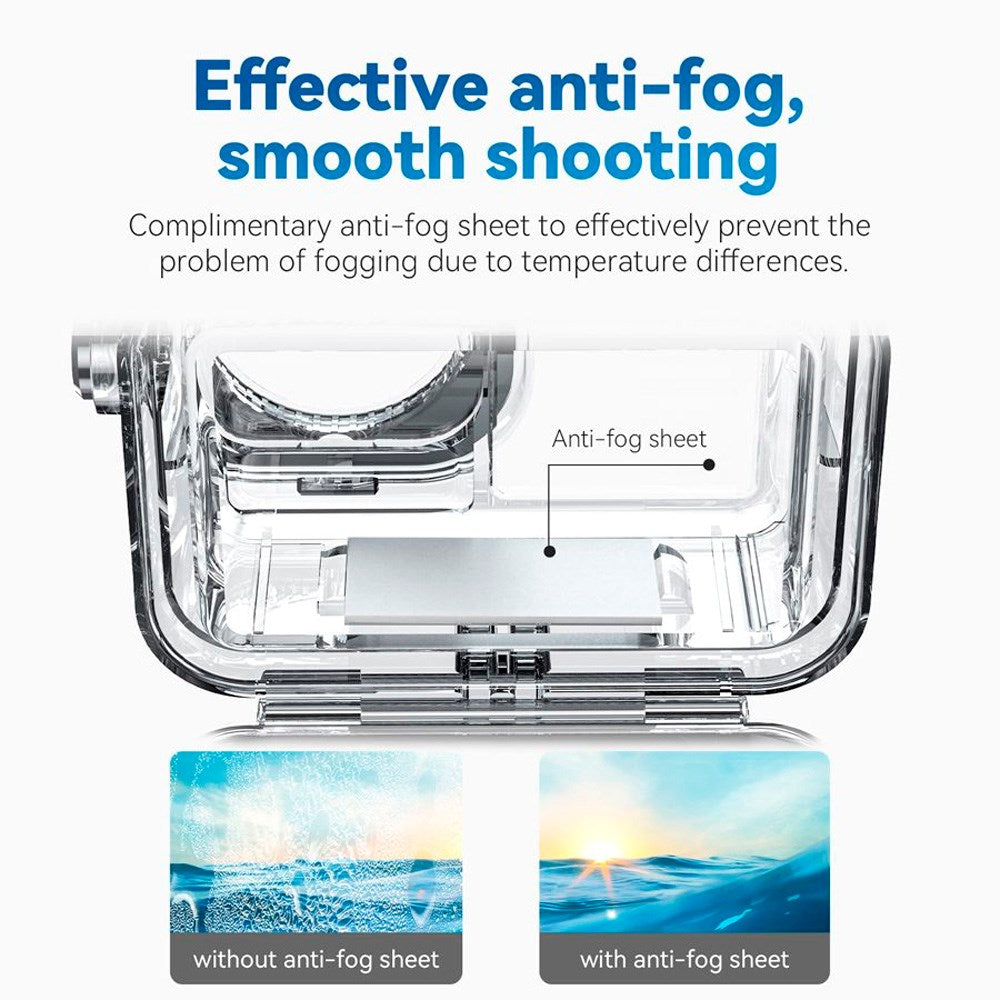 TELESIN Vandtæt Cover til DJI Osmo Action 3 / 4 / 5 Pro - Gennemsigtig / Sort