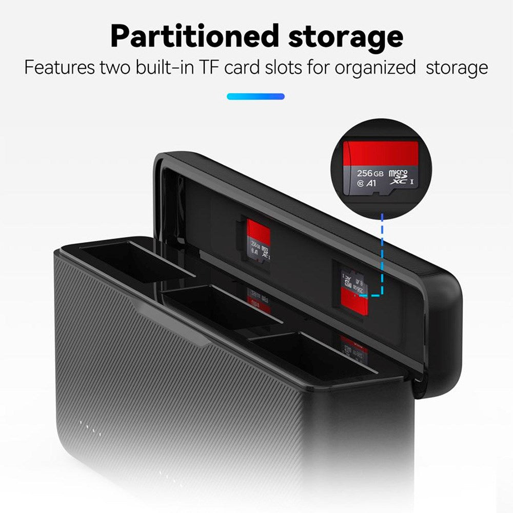 TELESIN Batteri Opladningscase til DJI Osmo Action 3 / 4 / 5 Pro - Sort